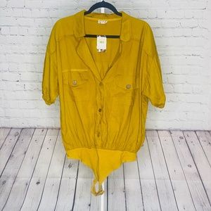 Free People Button up Loose Bodysuit Shirt